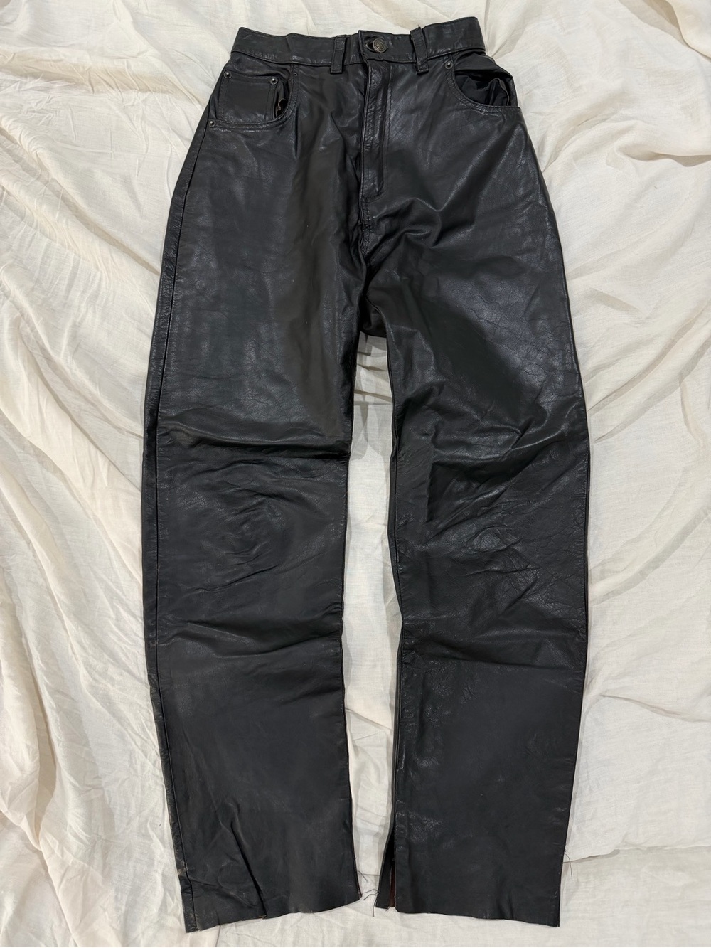 Vintage European Black Leather Cargo Pants — Y2K / Utility